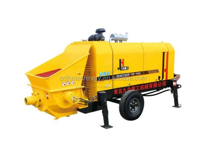 Pump beton yang dipasang di trailer output 30-100m3/H dengan diesel dan listrik 12